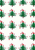 Green Christmas Trees Red Ornaments Rug