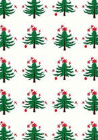 Green Christmas Trees Red Ornaments Rug