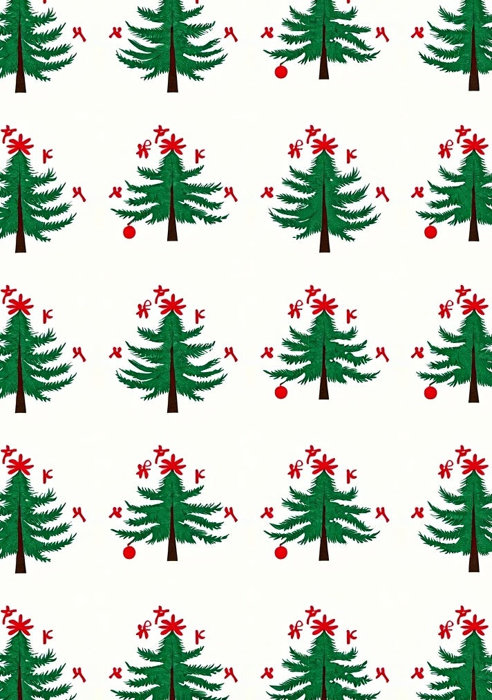 Green Christmas Trees Red Ornaments Rug