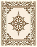 Brown Floral Medallion Border Rug