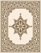 Brown Floral Medallion Border Rug