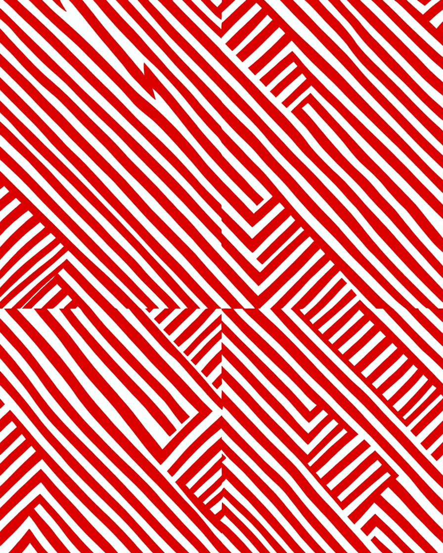Bold Red Linear Intersecting Maze Rug