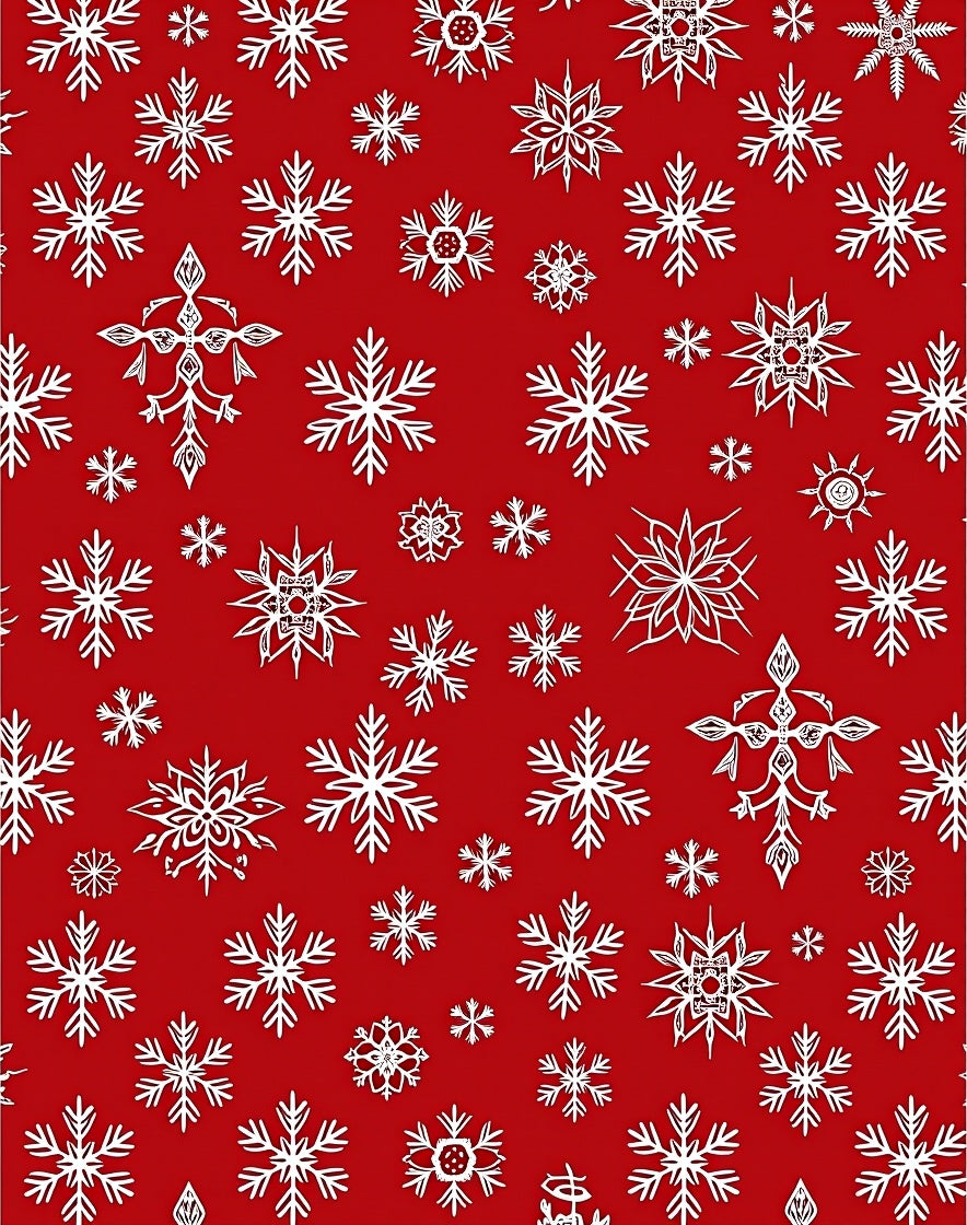 Crimson White Snowflake Scatter Rug