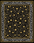 Elaborate Black Golden Floral Vine Rug