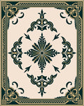 Elaborate Dark Green Cream Medallion Area Rug