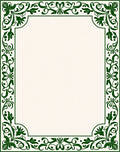 Green Floral Vine Scroll Border Rug