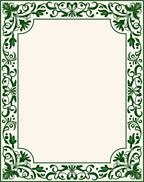Green Floral Vine Scroll Border Rug