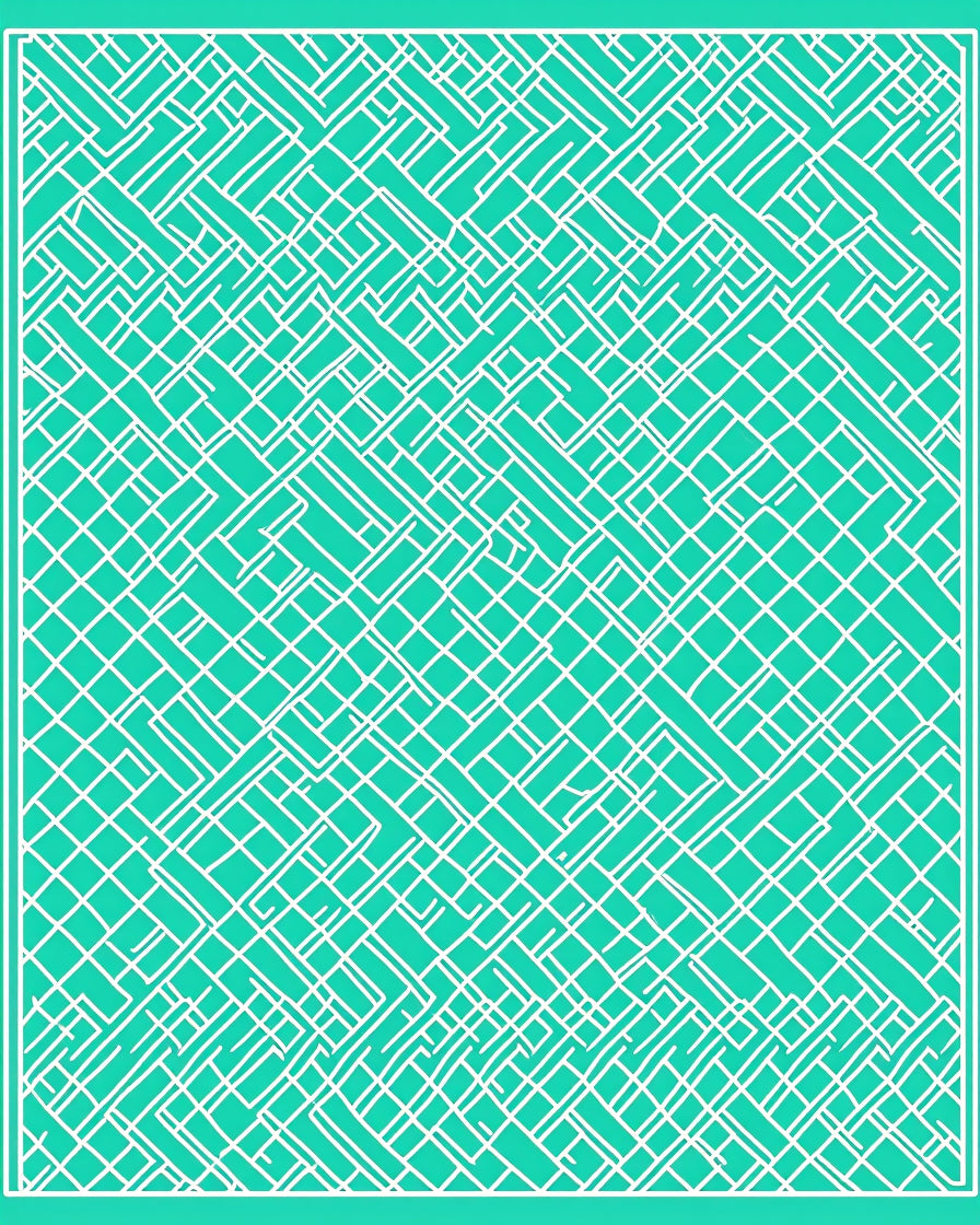 Abstract Geometric Linear Turquoise Rug