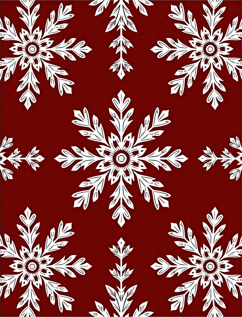 Classic White Snowflake Crimson Backdrop Rug