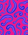 Retro Pink Blue Swirl Organic Rug