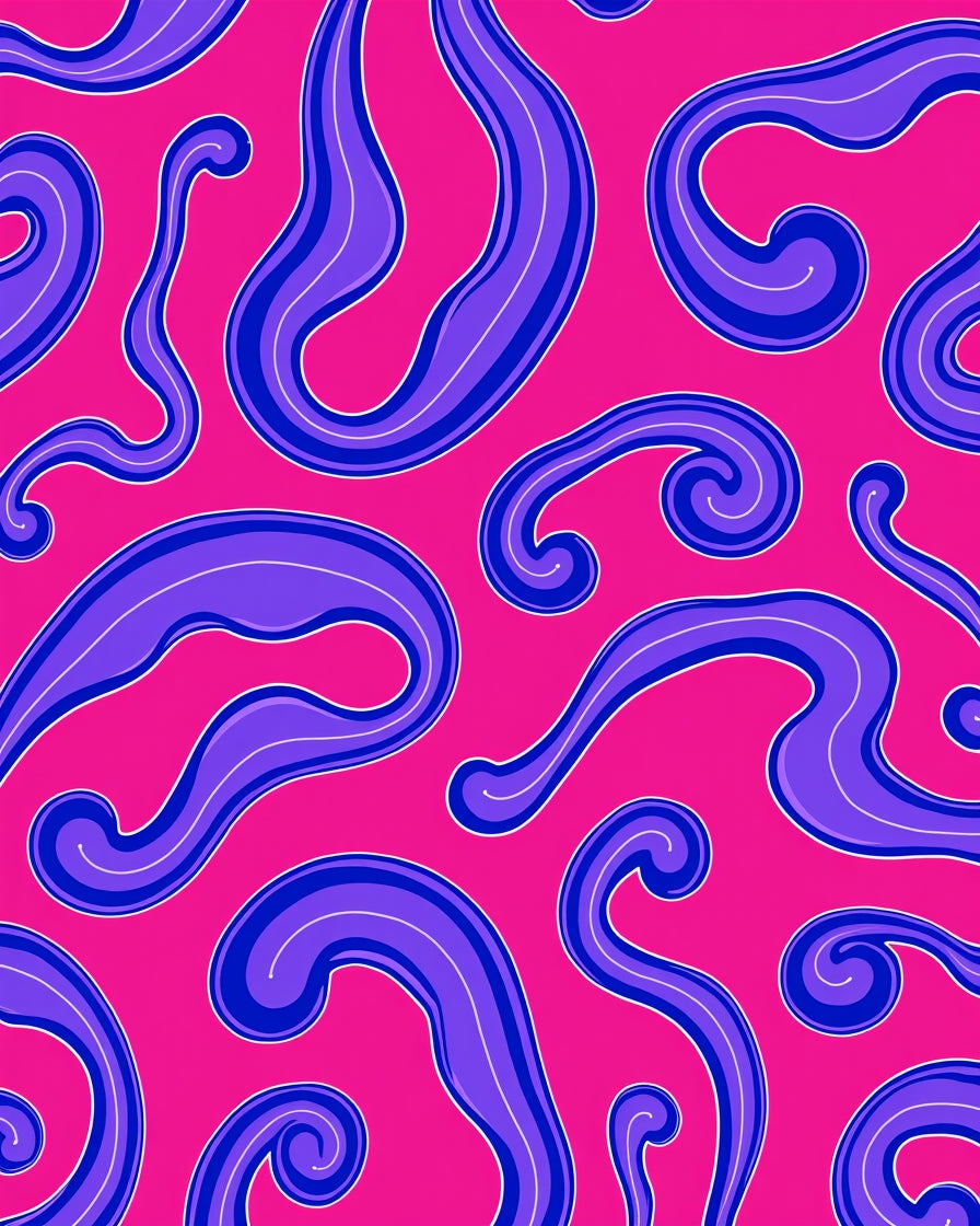 Retro Pink Blue Swirl Organic Rug