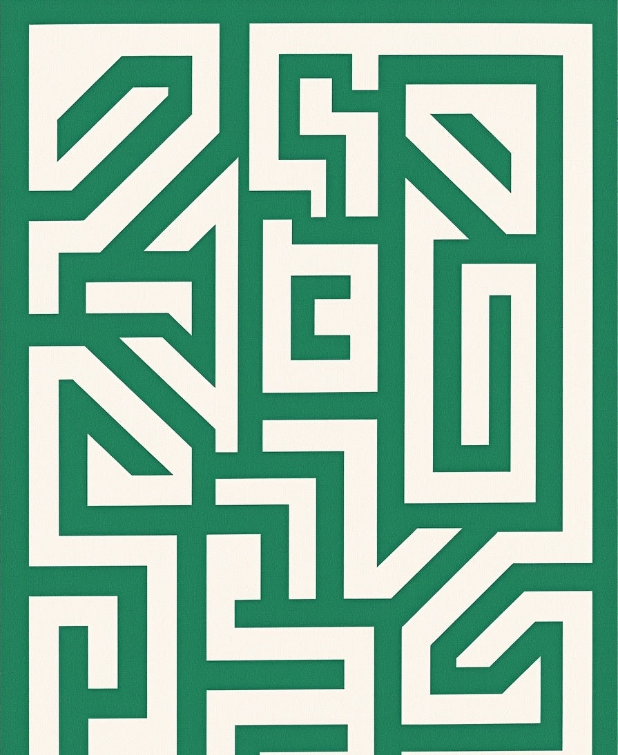 Emerald Green Maze Line Art Rug