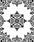 Black and White Scrollwork Medallion Rug