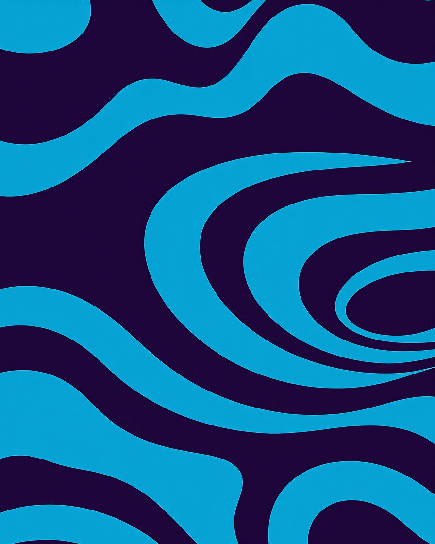 Retro Blue Wave Swirl Rug