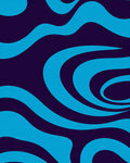 Retro Blue Wave Swirl Rug