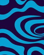 Retro Blue Wave Swirl Rug