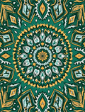 Emerald Gold Mandala Geometric Rug