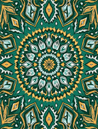 Emerald Gold Mandala Geometric Rug