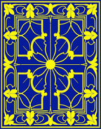 Royal Blue Yellow Floral Crest Rug