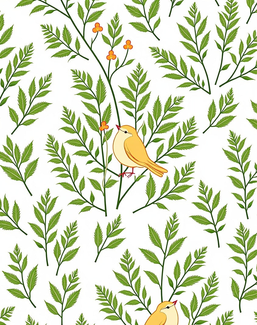 Golden Yellow Bird Garden Branches Rug