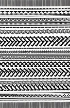 Classic Black White Geometric Stripe Rug