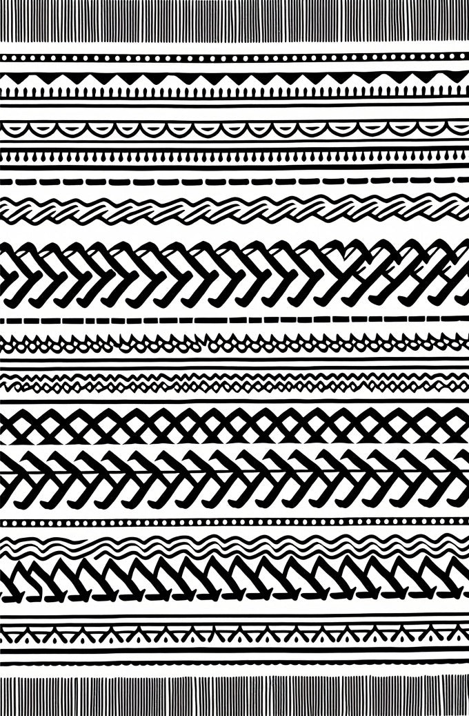Classic Black White Geometric Stripe Rug
