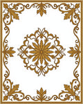Golden Floral Medallion Scrollwork Frame Rug