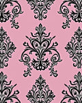 Elegant Pink Black Flourish Swirl Rug