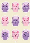 Playful Purple Pink Cat Faces Collage Rug