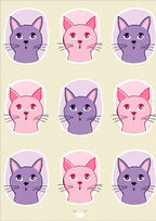 Playful Purple Pink Cat Faces Collage Rug