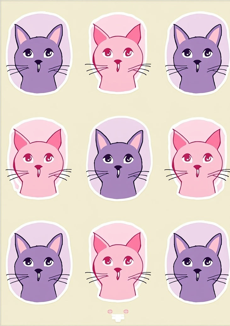 Playful Purple Pink Cat Faces Collage Rug
