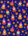 Whimsical Halloween Gnomes Pumpkin Stars Rug