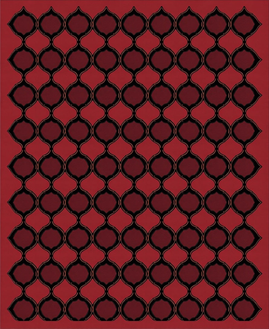 Ornate Crimson Lattice Link Rug