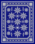 Deep Blue Snowflake Medallion Border Rug