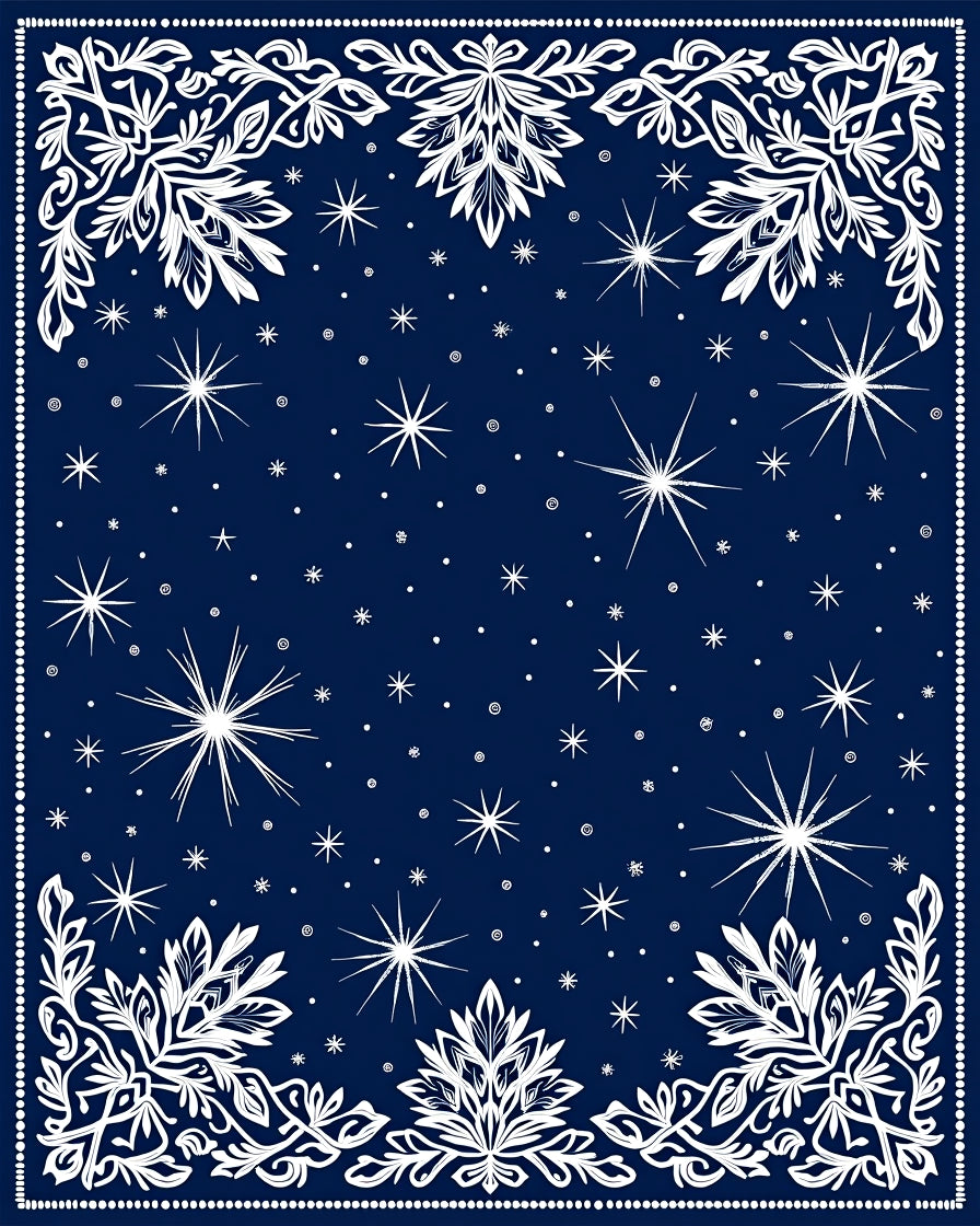 Cobalt Blue Winter Starburst Snowfall Rug