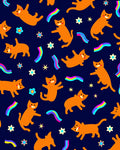 Whimsical Orange Cats Rainbow Stars Rug