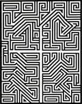 Bold Black and White Maze Rug