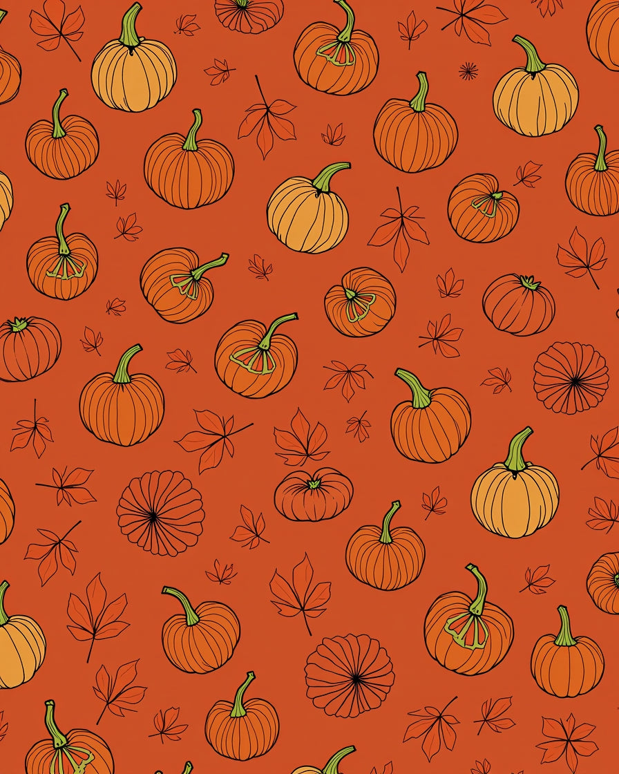 Orange Pumpkin Patch Autumn Leaves Rug