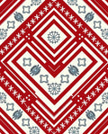 Red Cream Geometric Folk Art Diamonds Rug