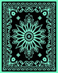 Black Mint Floral Mandala Border Rug