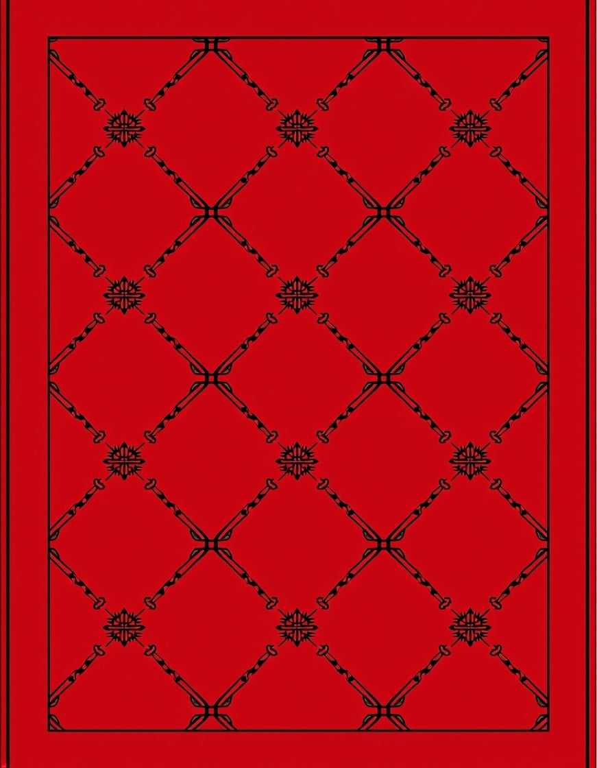 Crimson Lattice Chain Medallion Rug