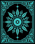 Turquoise Mandala Floral Frame Rug