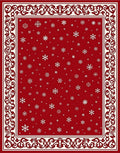 Crimson Snowflake Border Rug