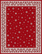 Crimson Snowflake Border Rug