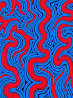 Dynamic Red Blue Wavy Flow Rug