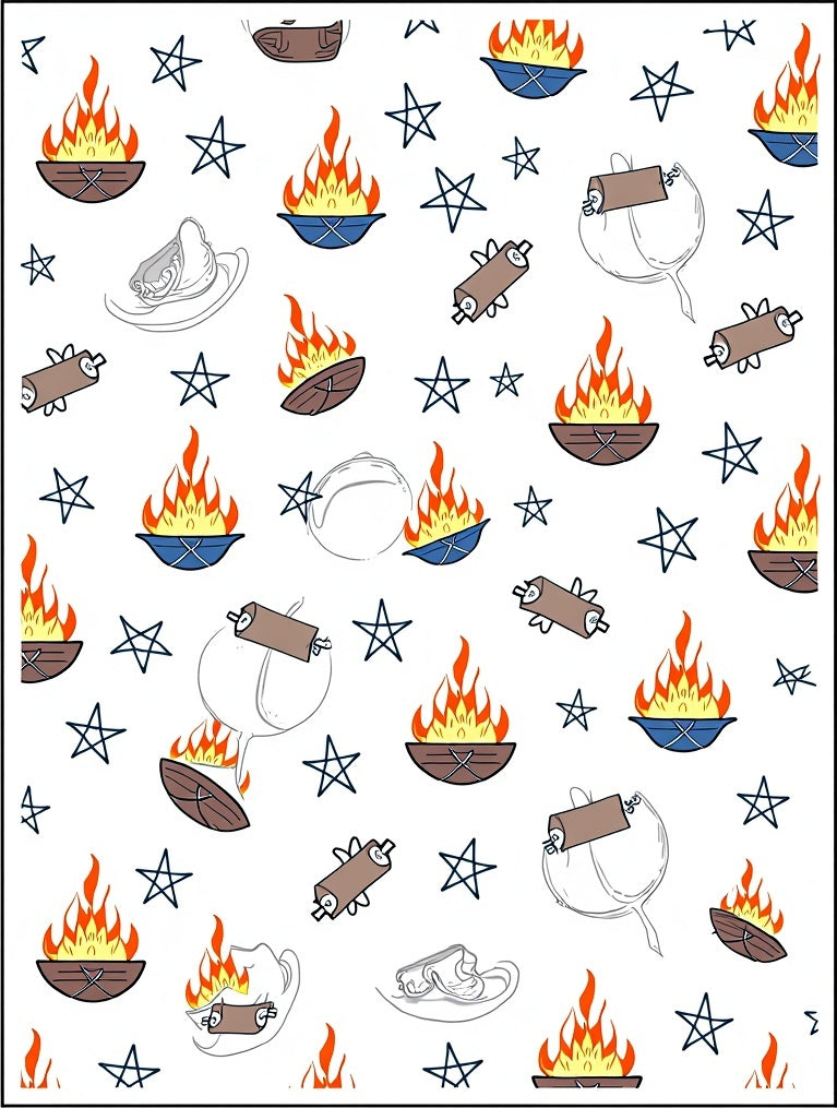 Campfire Stars And Log Rolls Rug