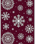 Winter White Snowflake Burgundy Background Rug
