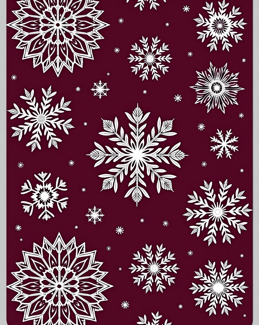 Winter White Snowflake Burgundy Background Rug