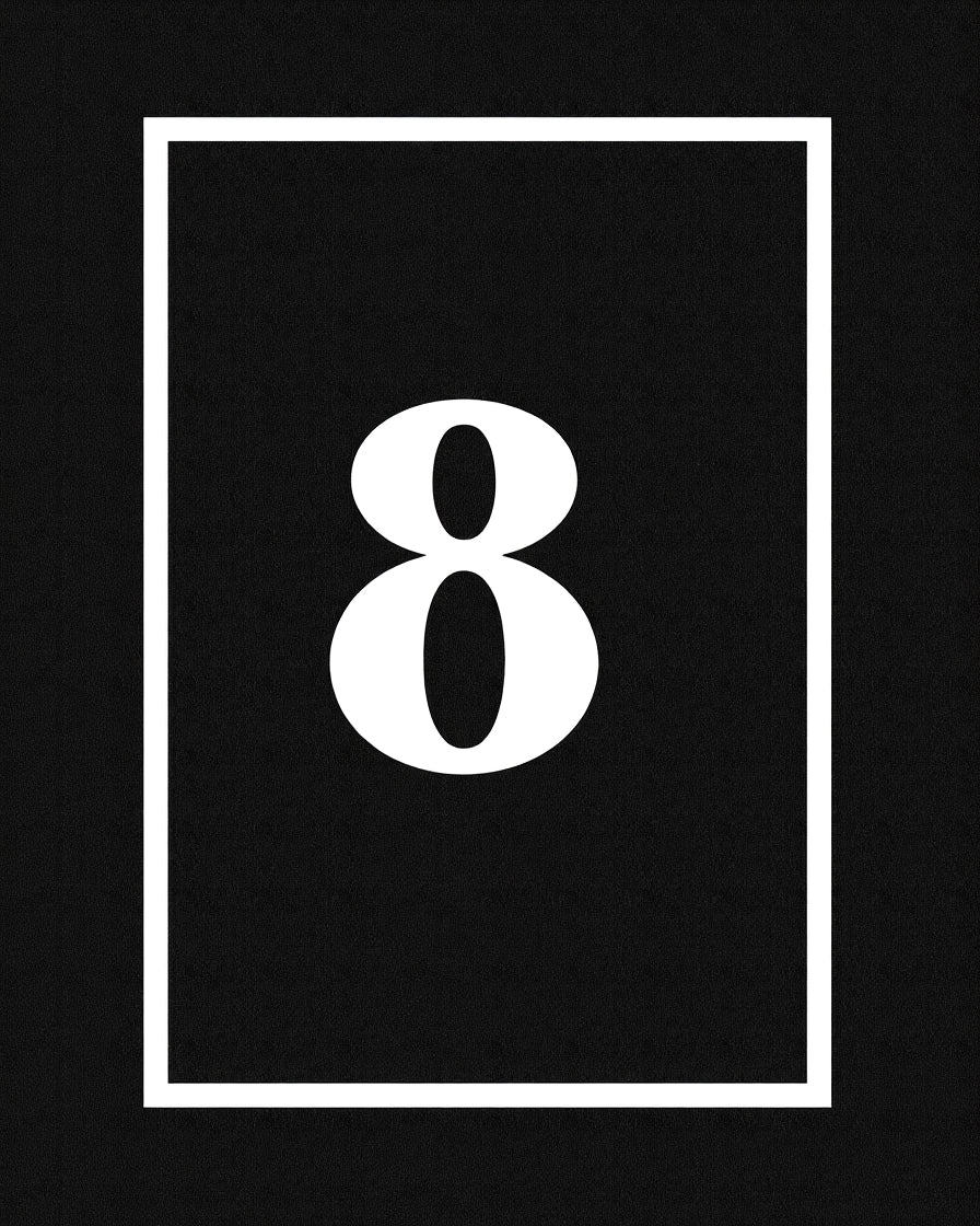 Bold Black White Number Eight Frame Rug