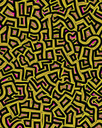 Vibrant Yellow Black Maze Rug
